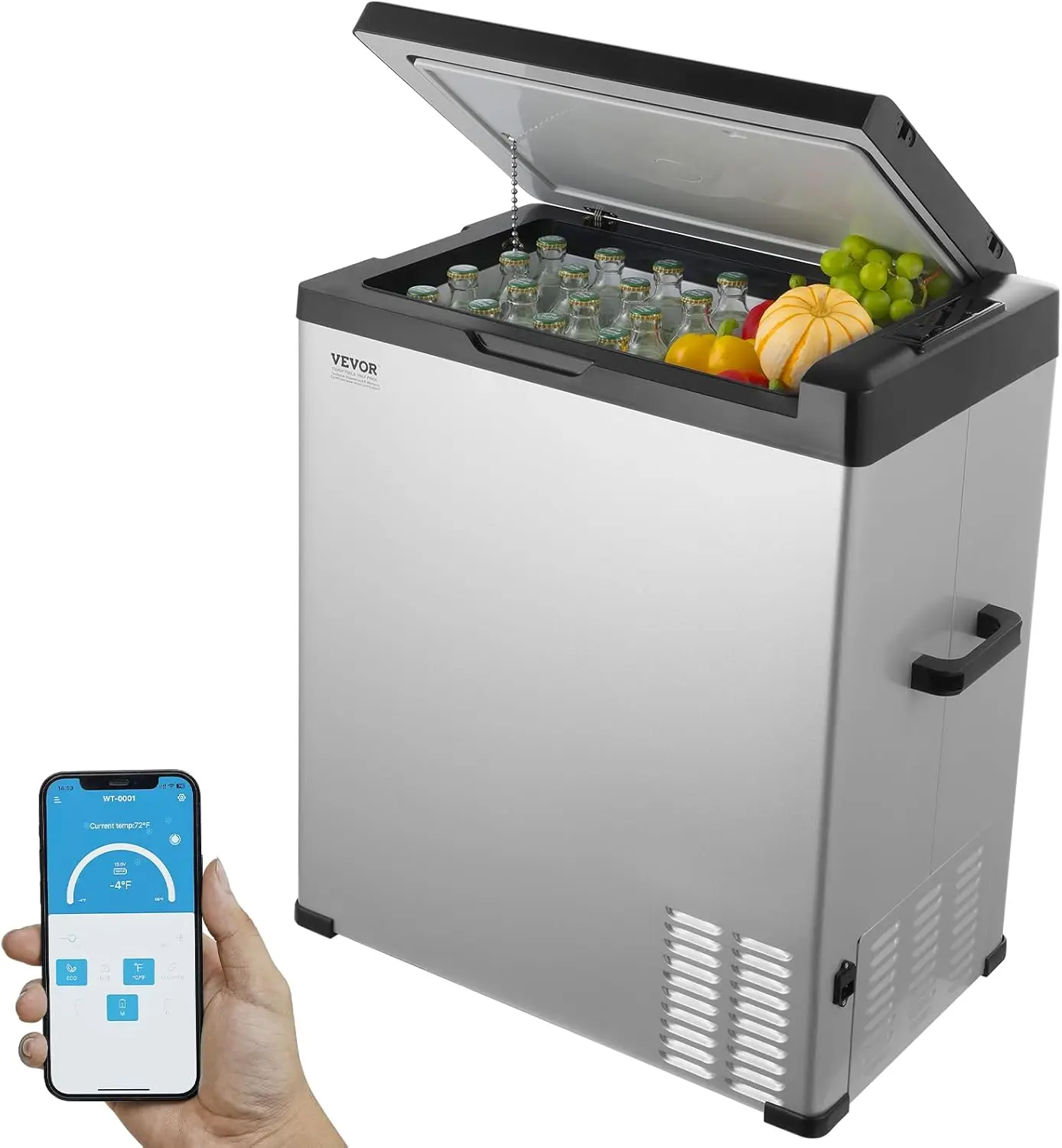 

12 Volt Car Refrigerator Fridge, 70Liter(74qt) Single Zone Portable Freezer, -4℉-68℉ Adjustable Range, 12/24V DC and 100-240V AC