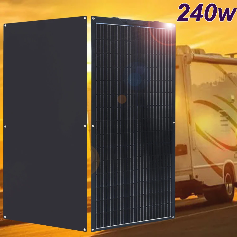 

12v solar panel flexible 240w 200w 120w 100w 50w 12v battery charger photovoltaic panel for camper RV boat home balcony mono