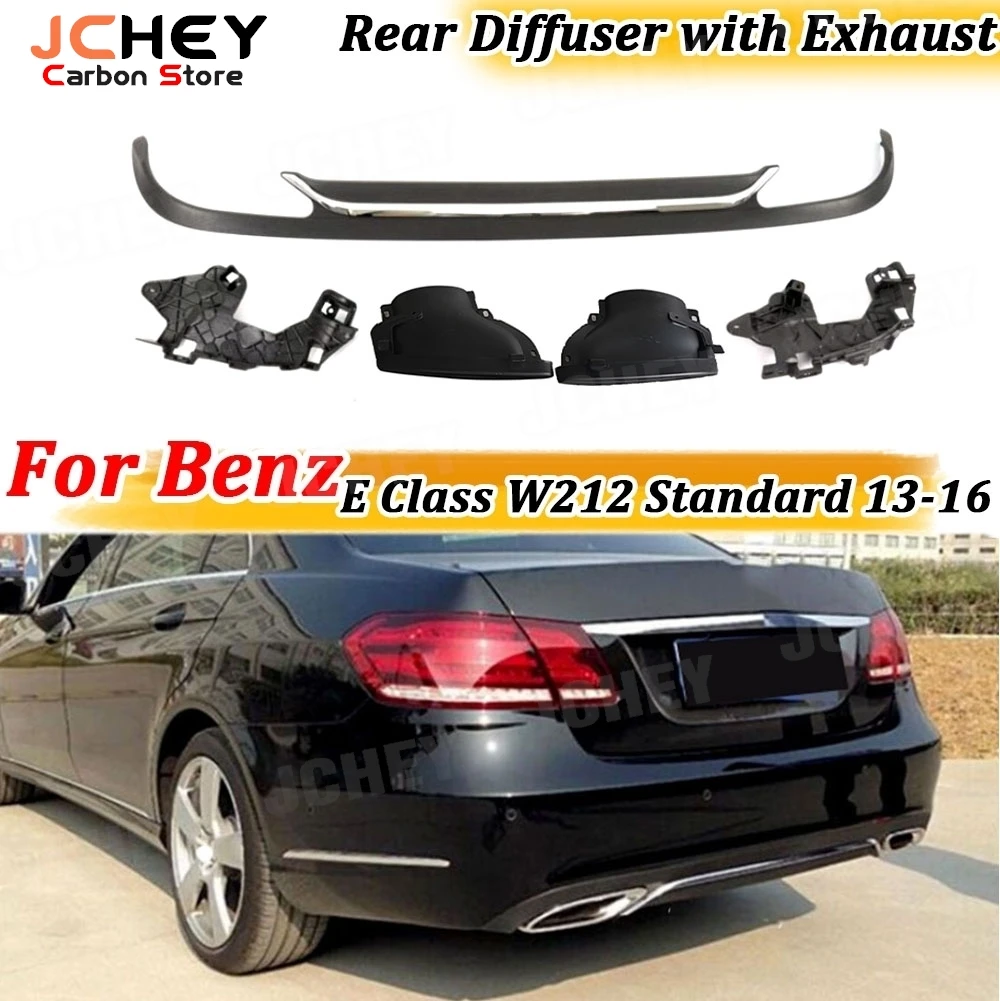 

JCHEY For Mercedes Benz E Class W212 Standard Model 2013-2016 Rear Bumper Lip Diffuser with Exhaust Tips Rear Bumper Diffuser