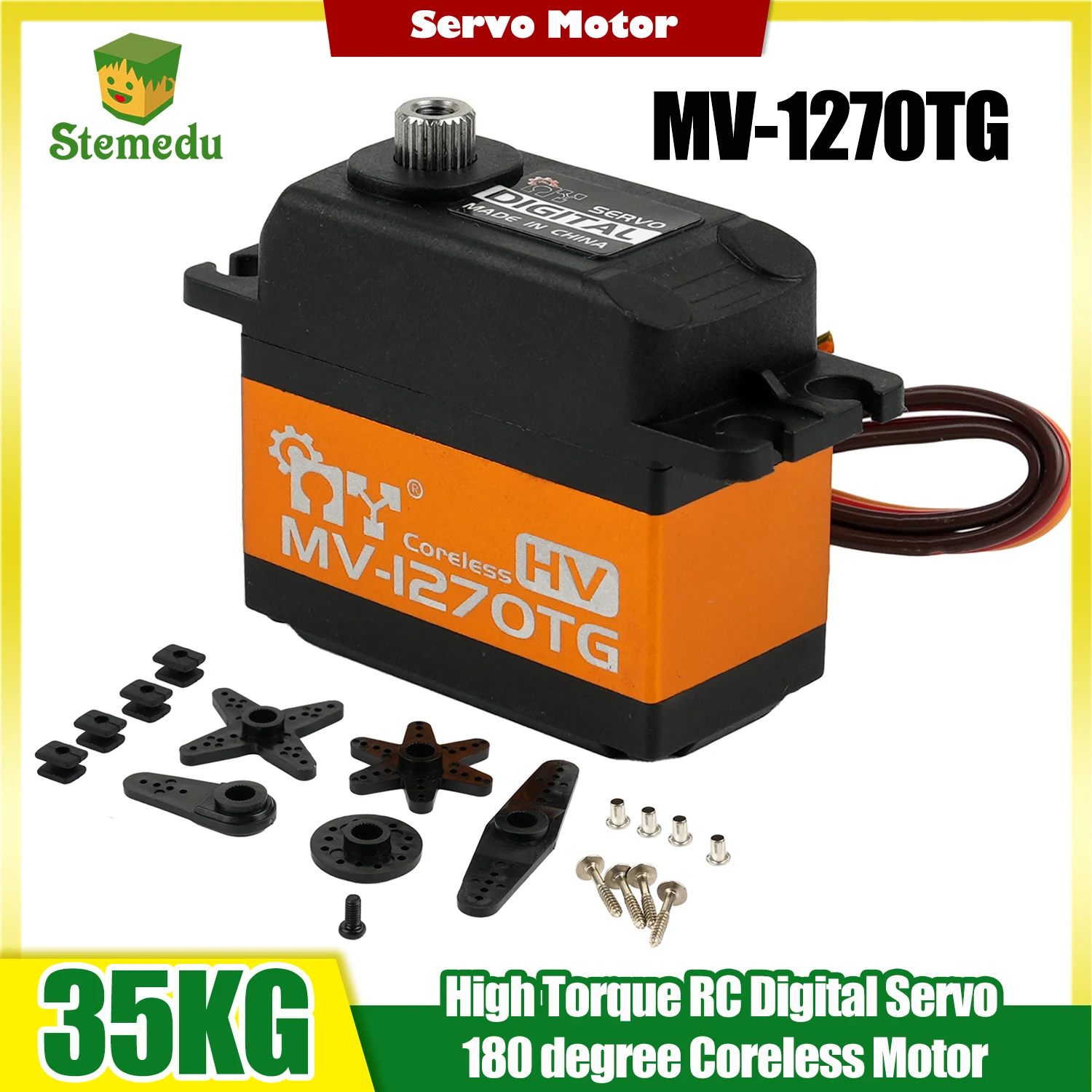Grande coppia MV-1270TG 35kg 0.11sec 7.4V Titanio Metallo Ingranaggi Coreless Motore Servo digitale standard per elicottero Rc Car Robot