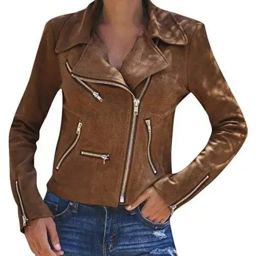 New Spring and Autumn Plain Color Commuter Style Fashionable Versatile Collar Zipper Short Women's Top image 5