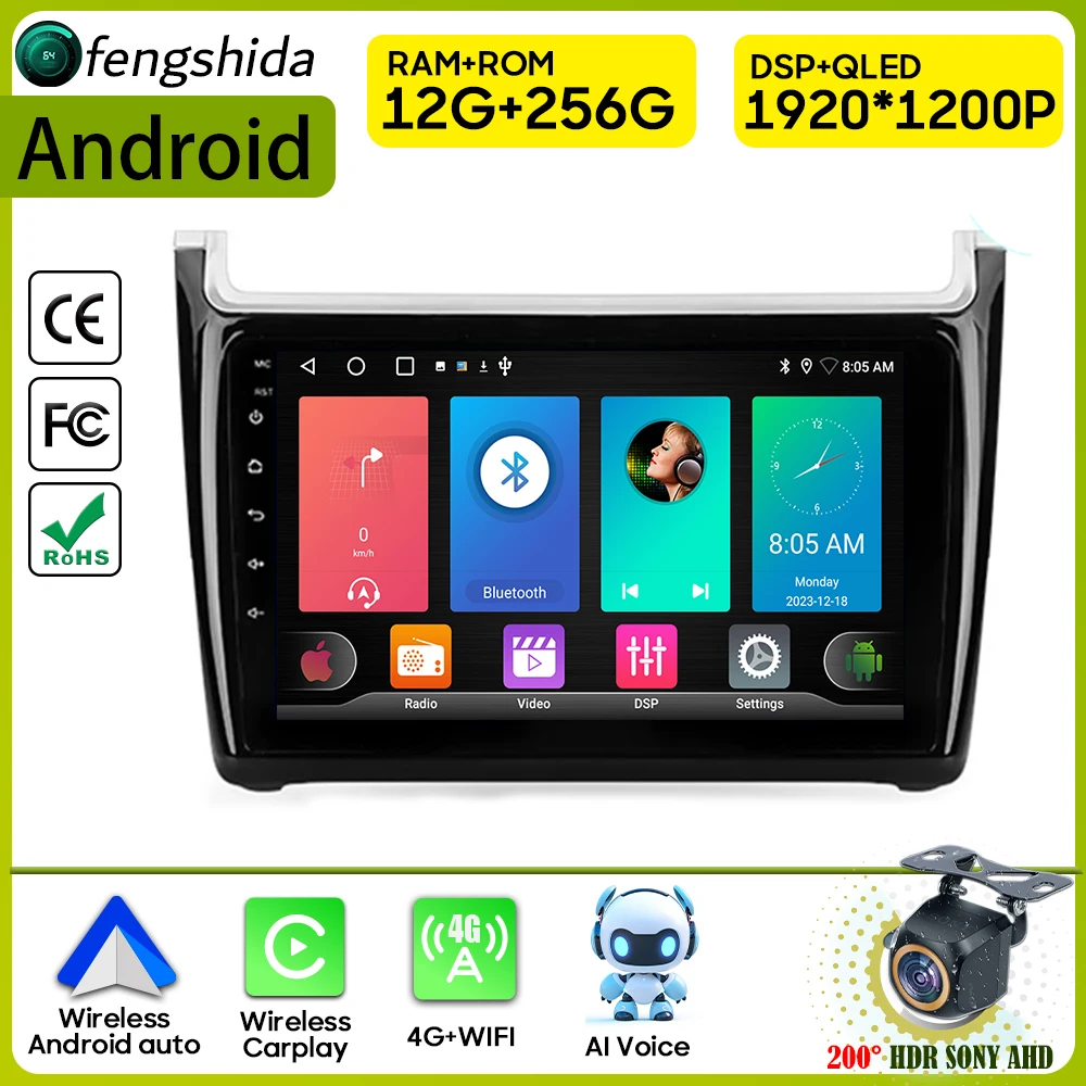 Car Radio Carplay For Volkswagen POLO 5 2008 - 2020 Navigation GPS Android Auto Stereo Multimedia Player 5G Wifi Video No 2din