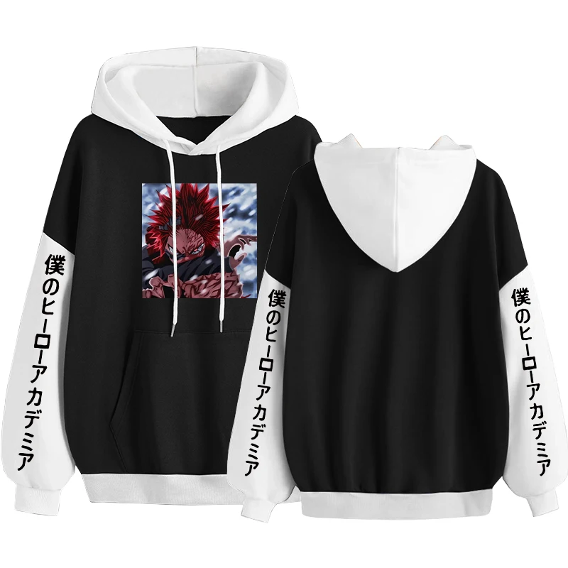 Anime My Hero Academia Hoodies Eijiro Kirishima Cool Men Manga Cartoon Harajuku Winter Warm Oversized Loose Pullover Sweatshirt