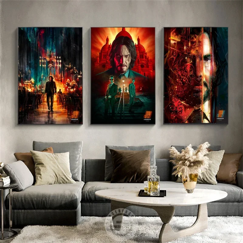 2023 Pop Action Thriller Film John Wick Chapter 4 Movie Poster Canvas Painting Prints Wall Art for Room Home Decor Aesthetics