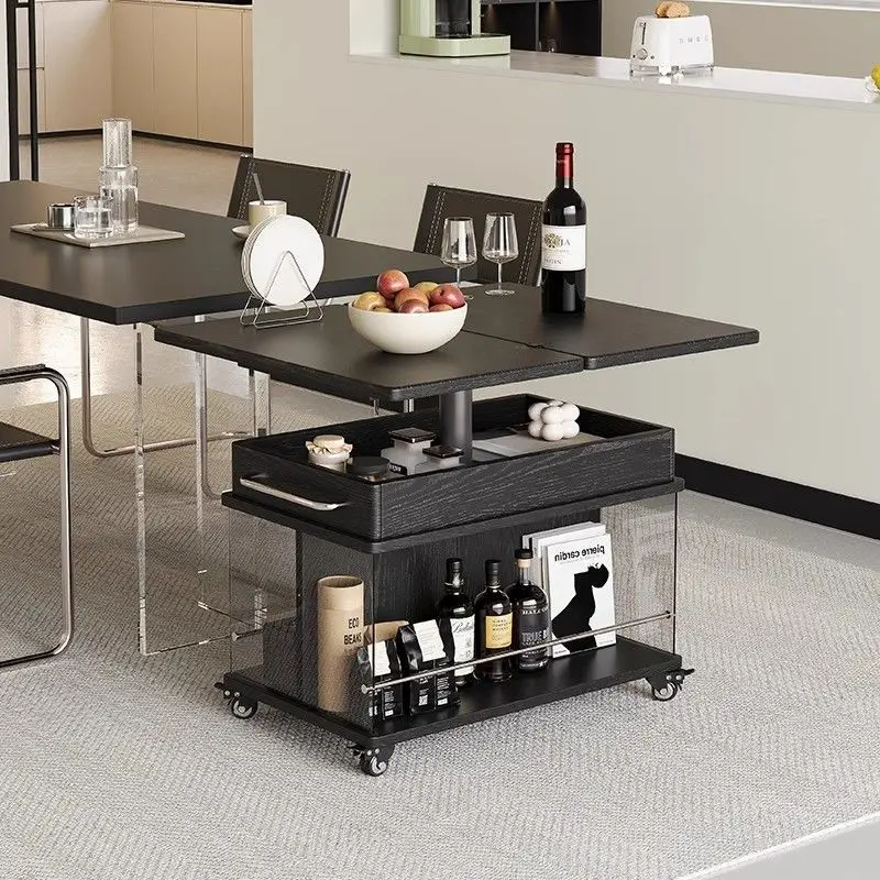 All solid wood lifting folding coffee table small apartment living room household side table can be moved