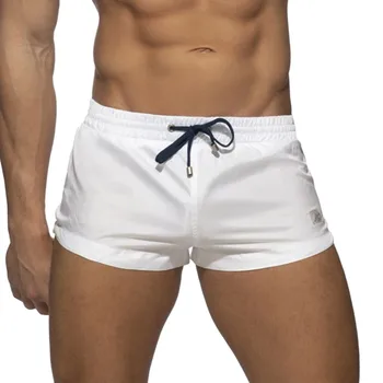Transparente Herren-Bademode für Herren, Frühling und Sommer, ultrakurze, farblich passende Shorts, Reißverschlusstasche, Schlitzhose, Beine, Strand, Schwimmen