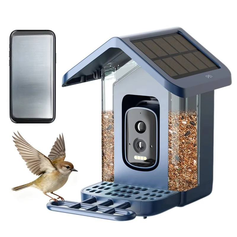 Solar powered durable ABS intelligent bird feeder AI camera 2.5K high definition IP66 waterproof outdoor observer
