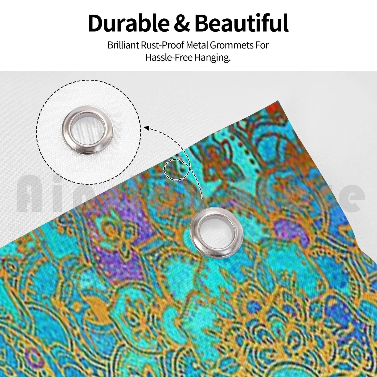 Flag Car Flag Sapphire & Jade Stained Glass Mandalas ( Blue Background ) 2437 Blue Watercolor Gold