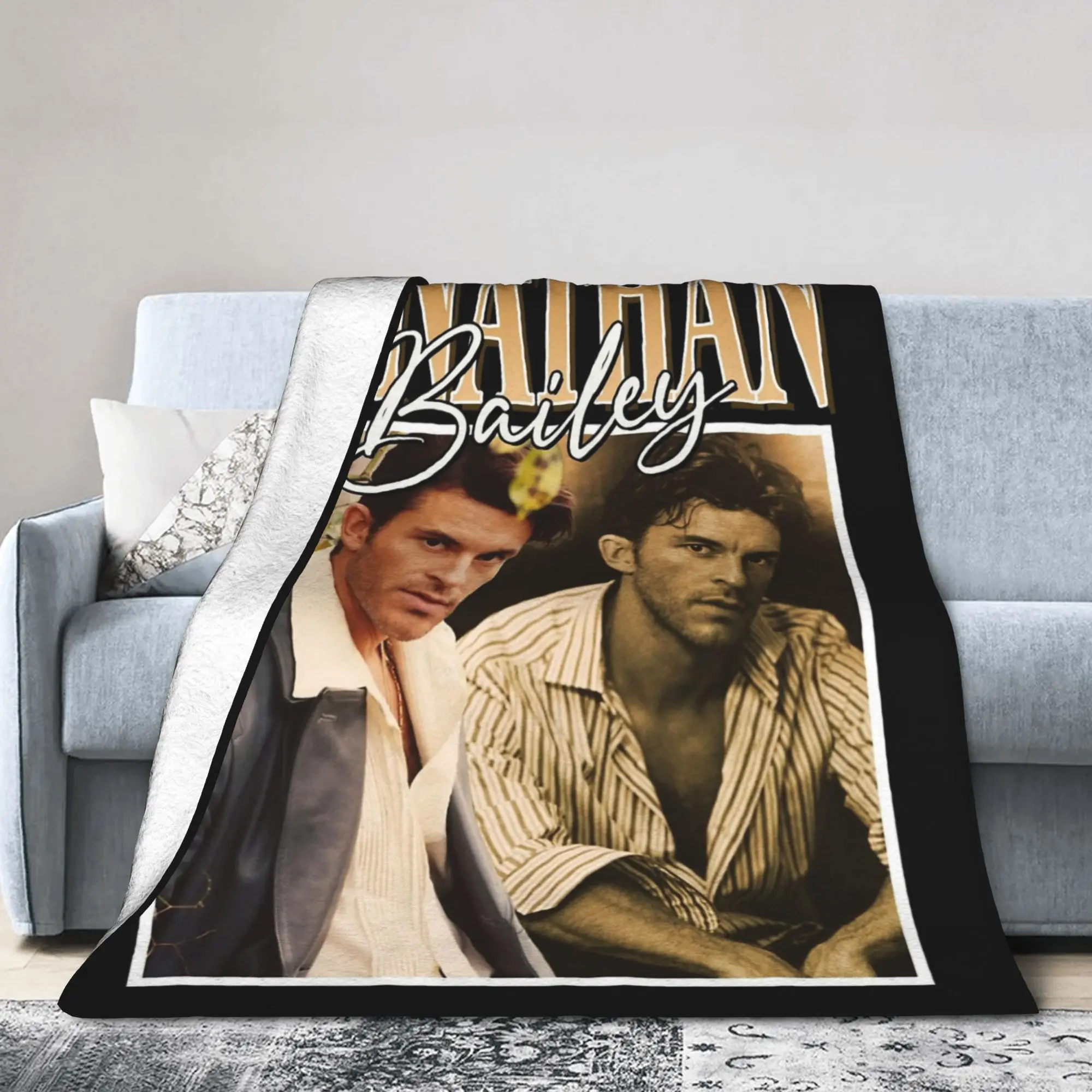 Koc Jonathan Bailey, flanela, tekstylia dekoracyjne, przenośny, super ciepły pled do domu, podróży, narzuta na łóżko.