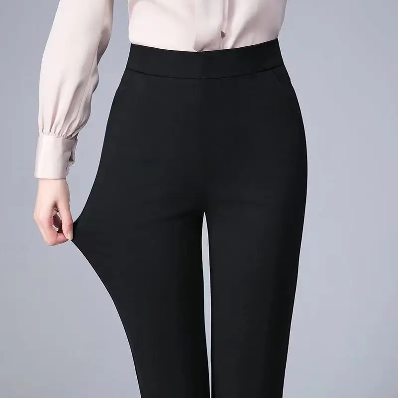 Pantalon crayon grande taille 5XL pour femmes, tenue de bureau élégante, poches, taille haute, décontracté, couleur unie, FJ2022