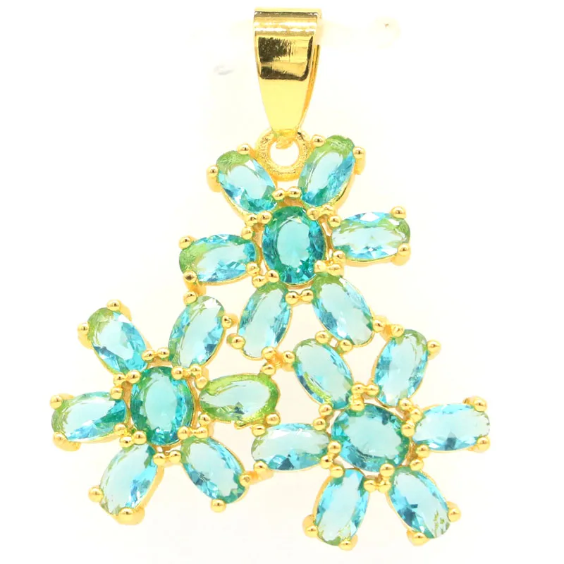 SheCrown Buy 5 Get 1 Free 35x28mm Eye Catching Rich Blue Aquamarine Women Dating Gold Silver Pendant