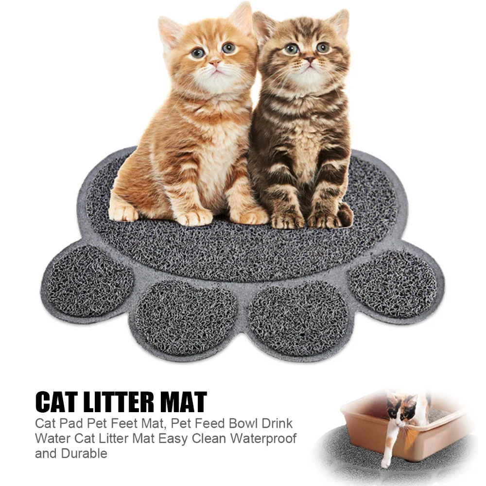 

1pcs Pet Cat Litter Mat Paw Print Feeding Bowl Placemat Cat Bed Pads Waterproof Non-slip Litter Trapper Mats Cat Accessories