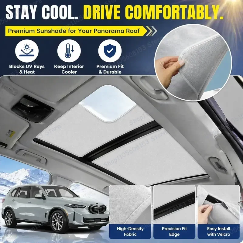 For BMW X5 30i 40i 2020–2024 Suede Sunshade for Sunroof Electrostatic Adhesion UV Protection Heat Insulation Skylight Shade