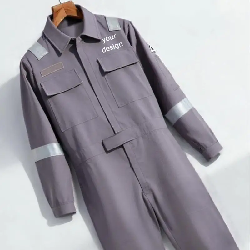 Working Suit For Men Summer One-piece Workwear Printed Logo Work Clothes Decoration Maintenance Safety Reflective Strip Workers
