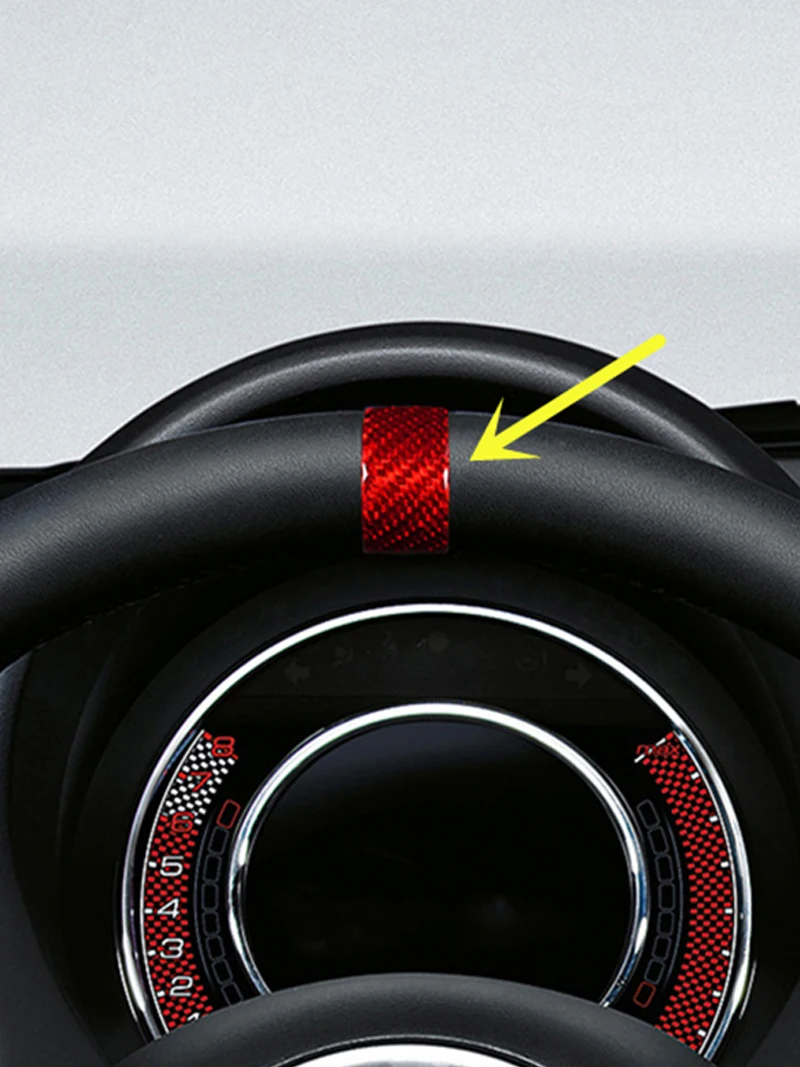 REAL HARD Carbon Fiber Black Steering Wheel Cover Trim Ring For Fiat 500 2020-2023