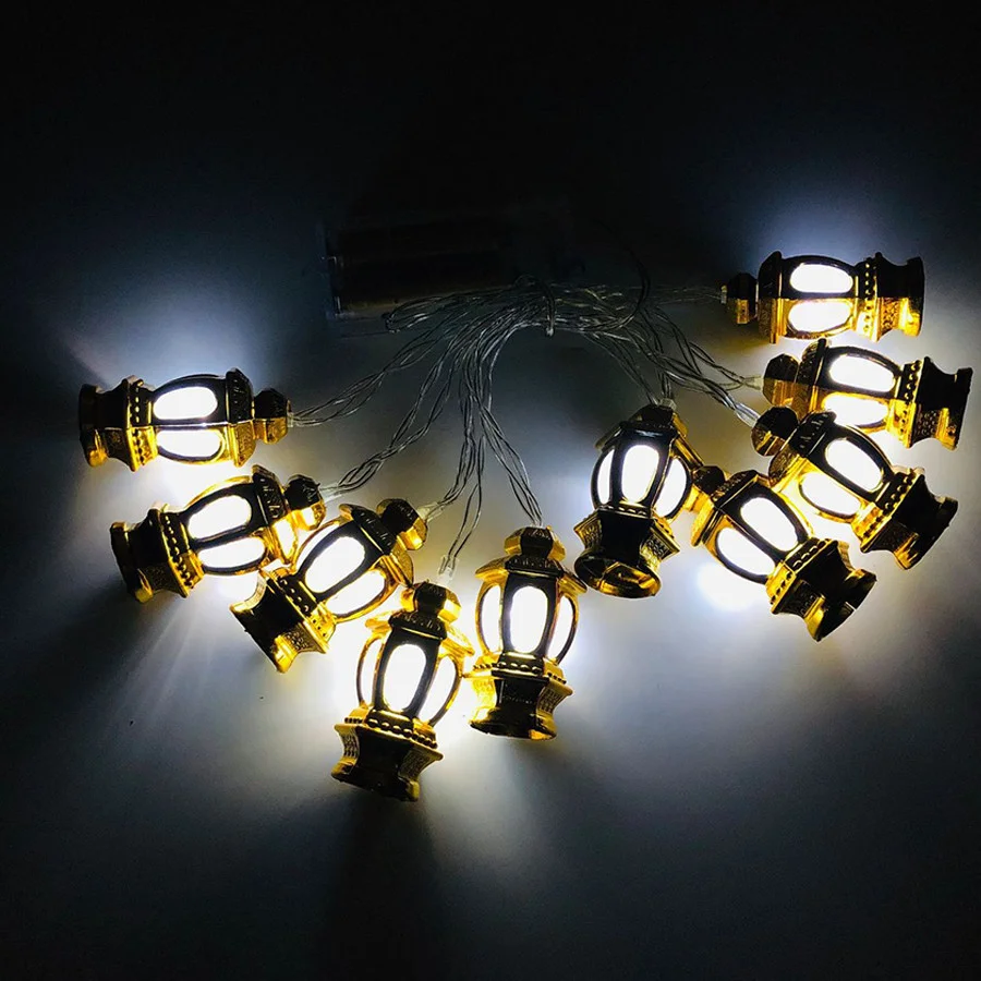 Creatieve Led Gouden Paleis Lantaarn Sprookjesachtige Lichtslingers Batterij Aangedreven Ramadan Decoratie Slinger Vakantie Feest Kerstverlichting