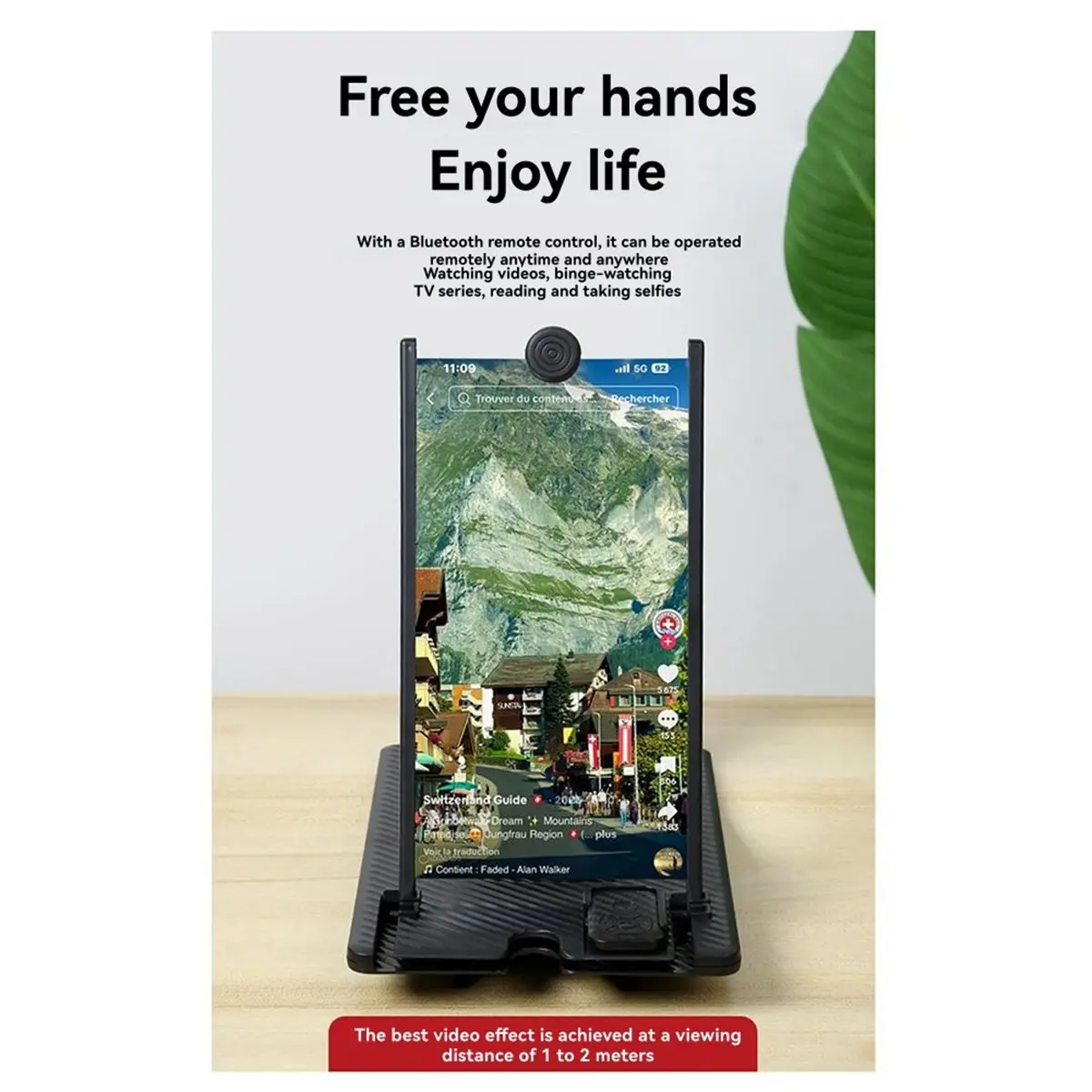 3D HD Phone Screen Amplifier Foldable Portable Universal Stand with Bluetooth Remote for All Smartphones 12inch