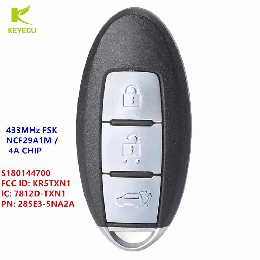 KEYECU Replacement Passive Keyless Go Proximity Smart Remote Key Fob For INFINITI Q50 2019 2020 S180144700  KR5TXN1 285E3-5NA2A