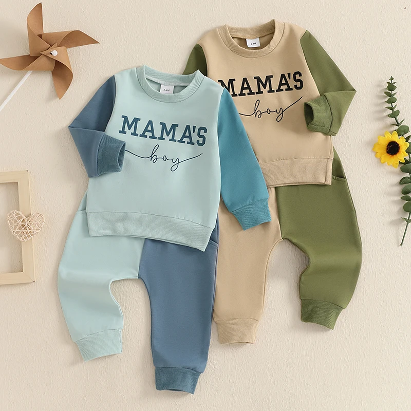 Toddler Baby Boy Fall Outfit Letter Print Long Sleeve Sweatshirt and Elastic Pants 2Piece Jogger Clothes