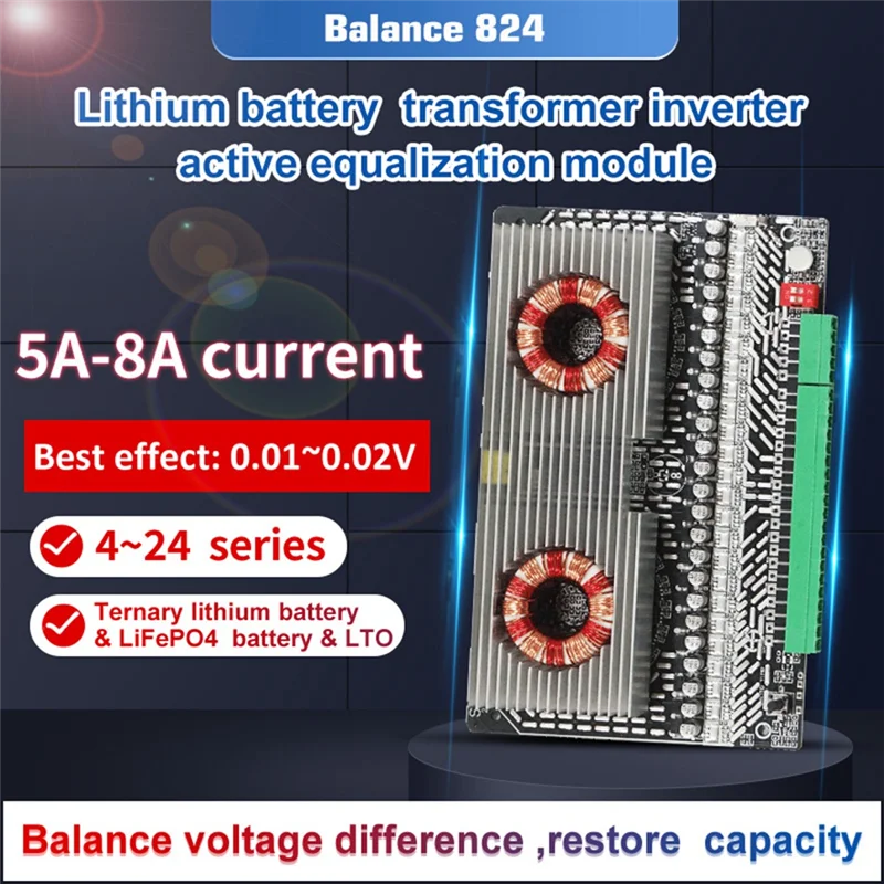 Active Equalizer Balancer 3S 4S 6S 7S 8S 12S 14S 15S 16S 17S 18S 19S 20S 24S BMS Lifepo4/Li-Ion 5A Capacitor(5A)