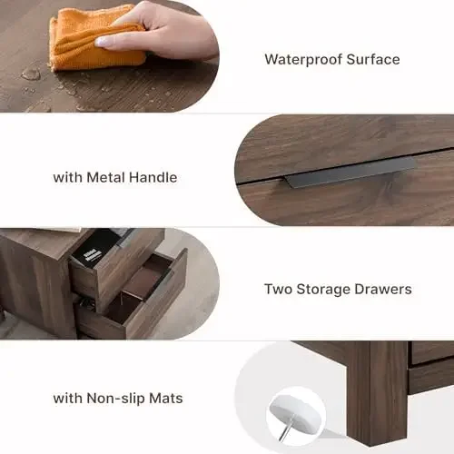 3 Pieces Bedroom Set, Queen Size Wood Platform Bed Frame and 2 Nightstands, Storage Nightstand with Type-C Charging - view 5