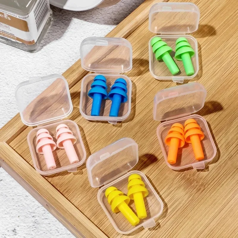 Soft Silicone Earplugs Waterproof Swimming Ear Plugs Reusable Noise Reduction Sleeping Ear Plugs Hearing Protector with Box