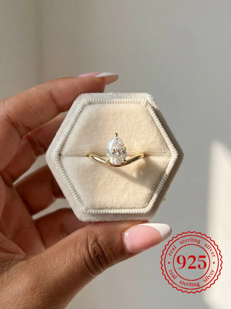 

925 Sterling Silver V-shape Zircon Ring For Women Daily Wear Engagement Wedding Anniversary High Quality Minimalism Fine Jewelry