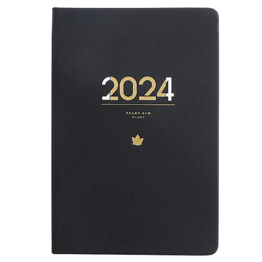 Agenda con tapa de piel sintética, cuaderno con estilo, planificador mensual, A5, calendario, con alambre, eficiente, 2024