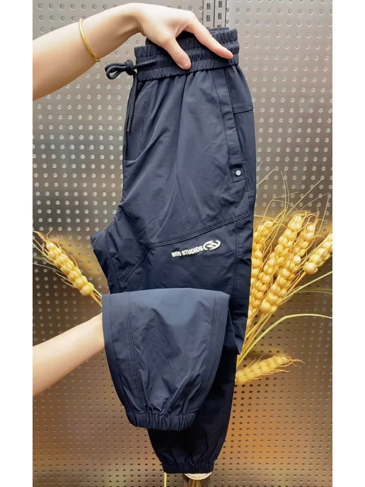 

High-End Men's Outdoor Work Pants Summer New Sle Elastic Waist Qui Dry Casual Pants with Embroidery Cuffed Loose Fit