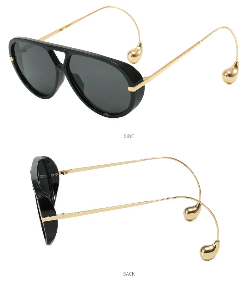 Übergroße Pilot Oval Punk Sonnenbrille Frauen Großen Rahmen 2025, Luxus Vintage Doppel Strahl Sonnenbrille Für Dame Outdoor Brillen UV400 – Detail 26