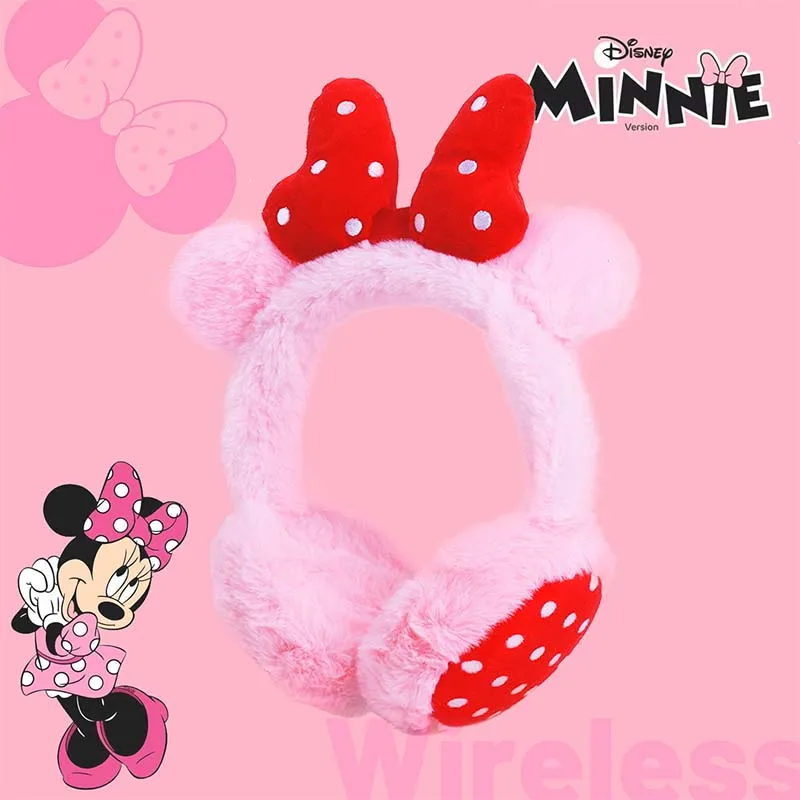 New Disney Minnie Wireless Bluetooth Kids Headphones QL-407BT HIFI Stereo Sound Plush Earphone Kids Gifts Anime Cartoon