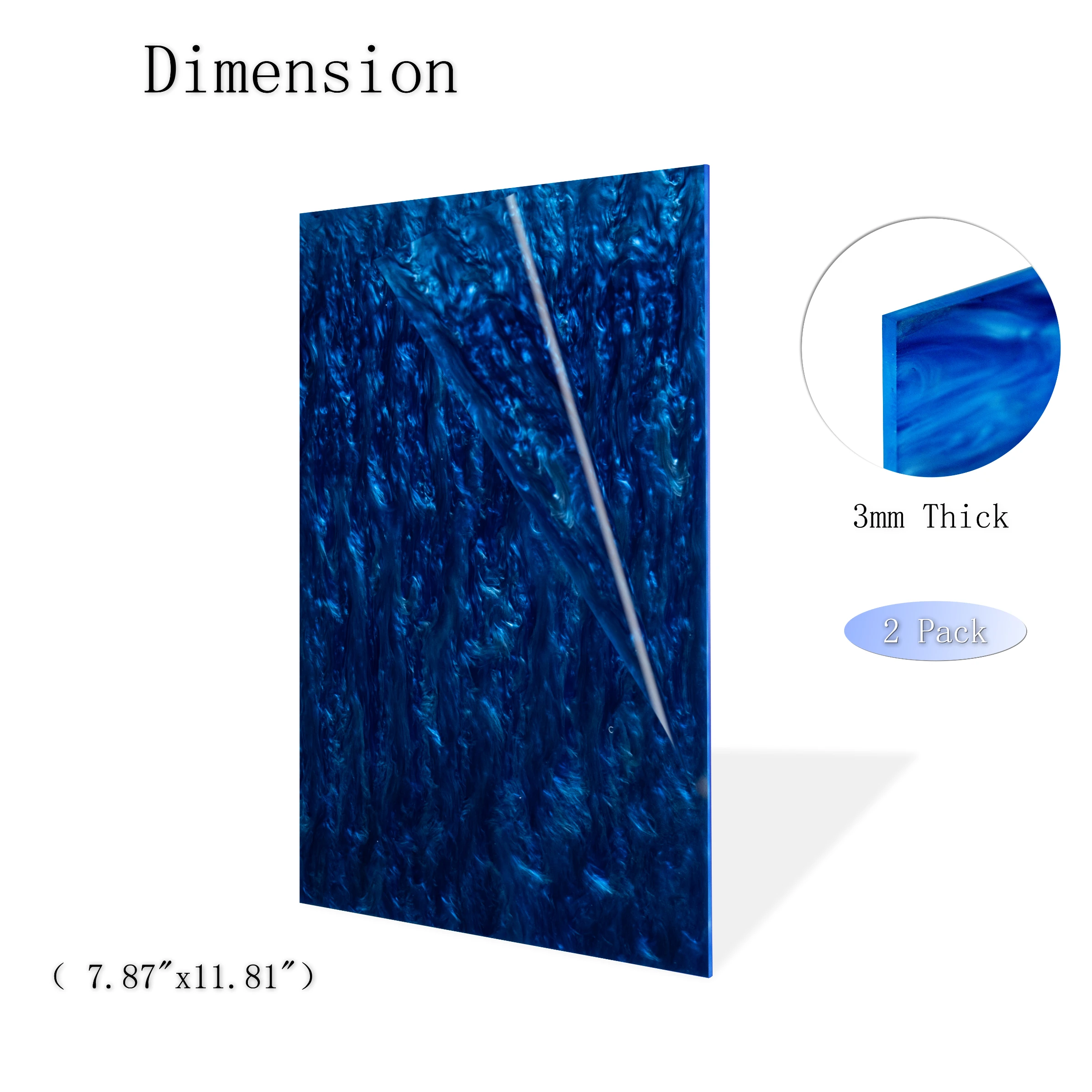 Dark  Blue pearl Pattern Cast Acrylic Sheet 3MM Thickness  marble 100% virgin material Friendly and odorless