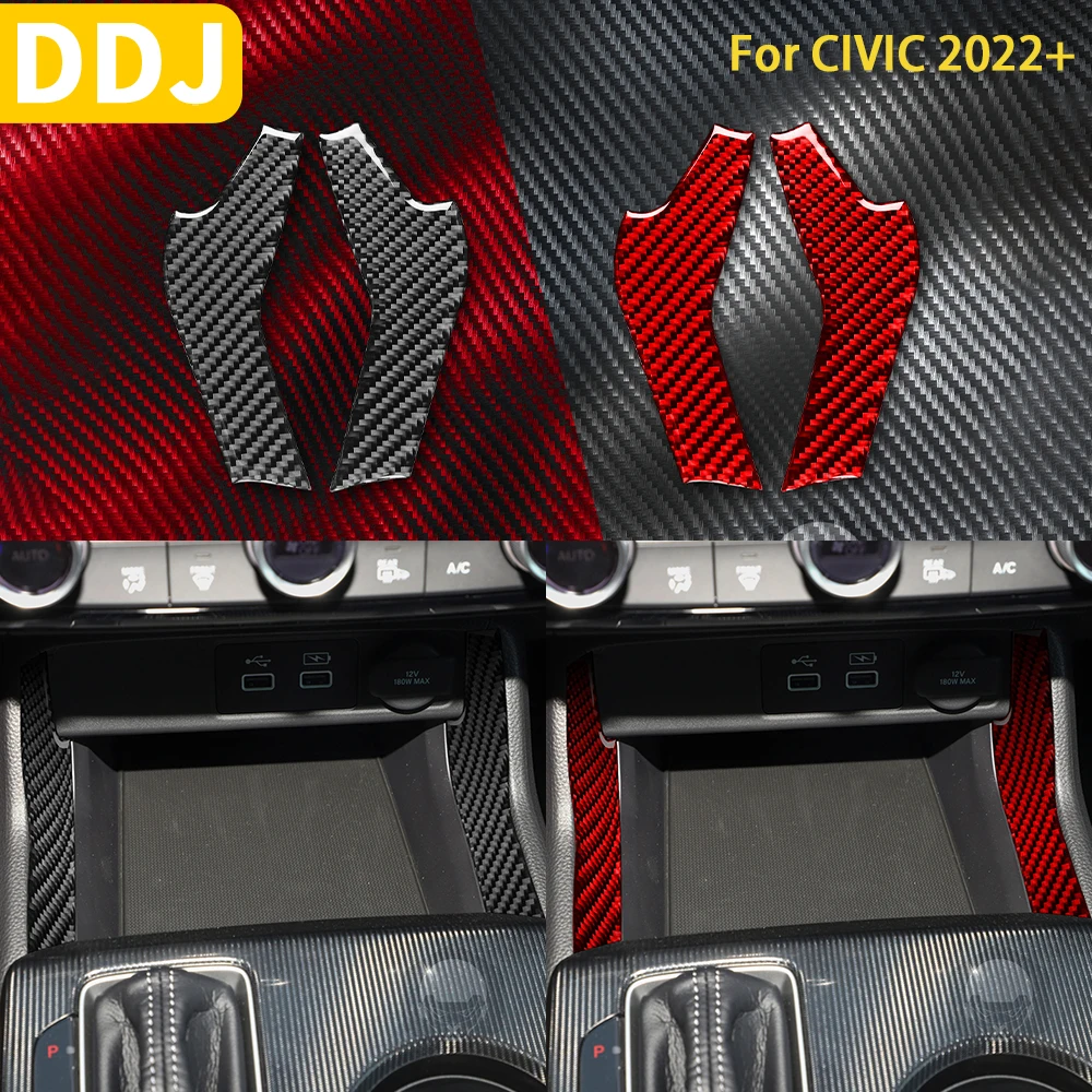 

For Civic 2022 Accessories Carbon Fiber Car Interior USB Charging Port Side Panel Trim Sticker Decoration Modification