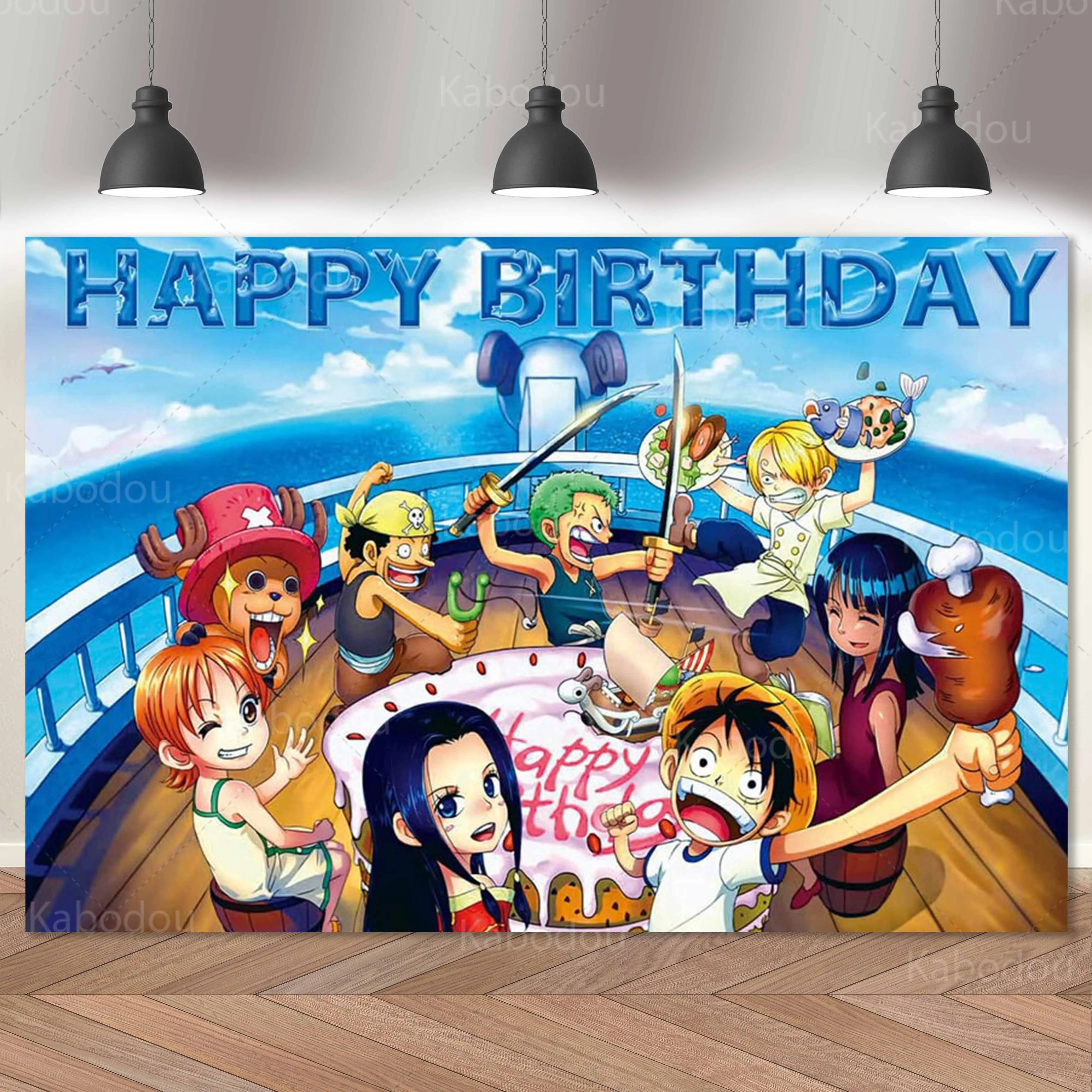 One Piece Backdrop Anime Boys Birthday Party Decoration Cartoon Photography Background  Banner Poster Baby Shower Studio Prop