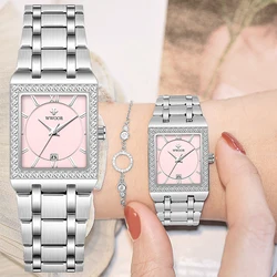 WWOOR Top Brand Luxury New Ladies Diamond Watch Fashion Square lady Wrist Watch Simple Women Dress Small Watch Relogio Feminino