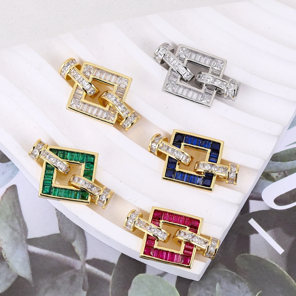 Juya Handmade Cubic Zirconia Material 18K Real Gold Plated Creative Decoration Fastener Lock Closure Clasps Accessories Supplies