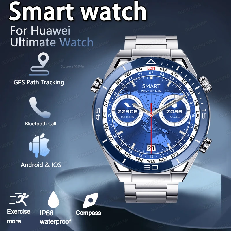 New Ulitmate Design Smartwatch Three Buttons Men Women NFC ECG+PPG Bluetooth Call Smart Island GPS Trackers Compass Sport Watch