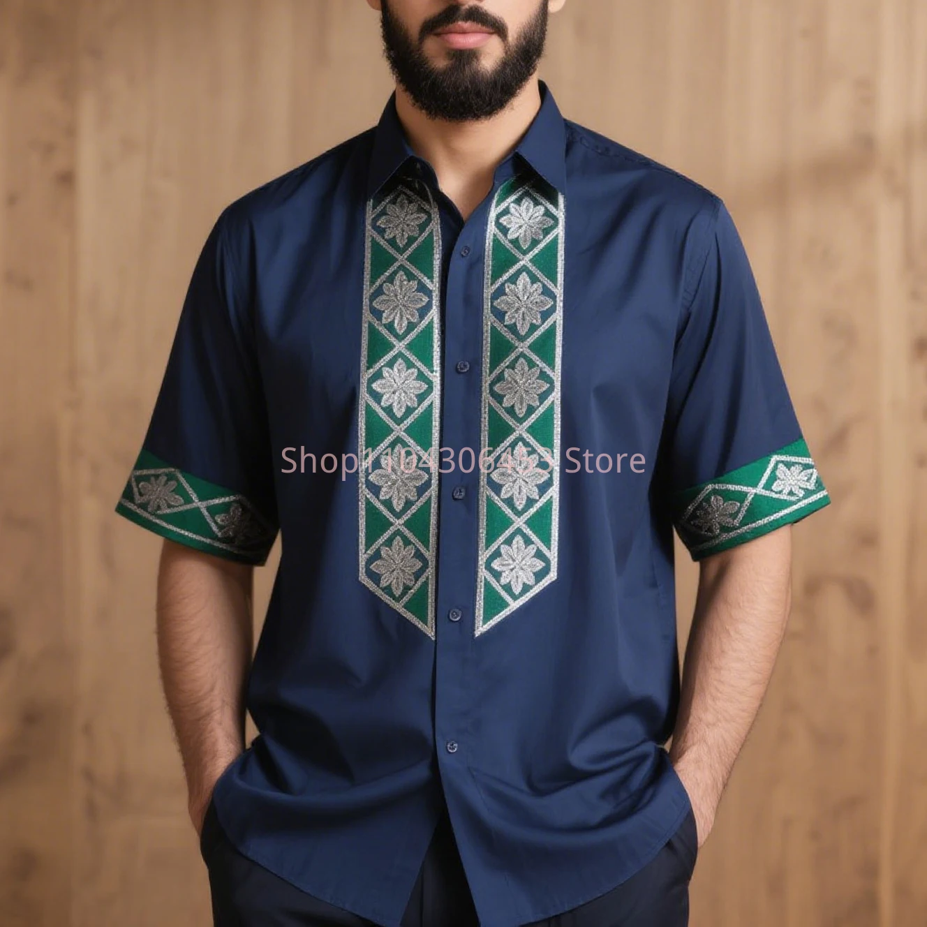 

Autumn Men's Multi-color Ethnic Totem Printed Short-sleeved Lapel Shirt Thin Breathable Business Casual Beach Vacation Casual