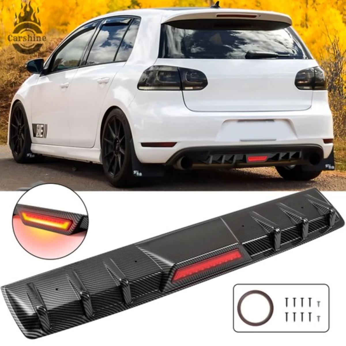 

Для VW JETTA MK5 MK6 MK6.5 MK7 диффузор заднего бампера из углеродного волокна светодиодный стоп-сигнал