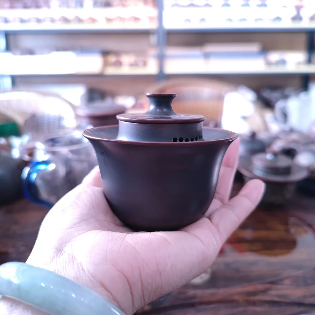 Easy Using Hand Made Gaiwan Pot Nixing Pottery （Nixing Tao）Handicraft Gai Wan Brew Kungfu Tea Puer Accept DropShipping