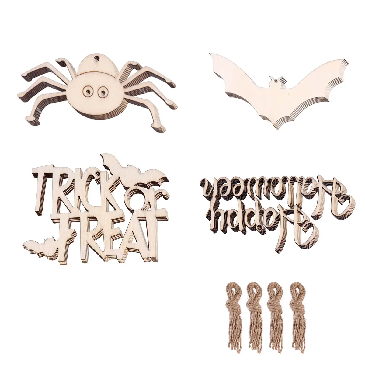 

40 Pcs Wooden Crafts Halloween naments Pendant Hanging Decor Supplies iginal Garden Party Favor Sewing Tools