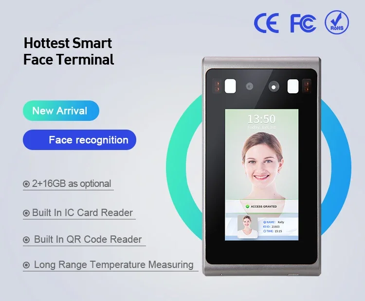QR 코드 스캐닝 다중 사용자 동적 얼굴 인식 시간 출석 문짝 잠금 시스템, 출입 통제 터미널
