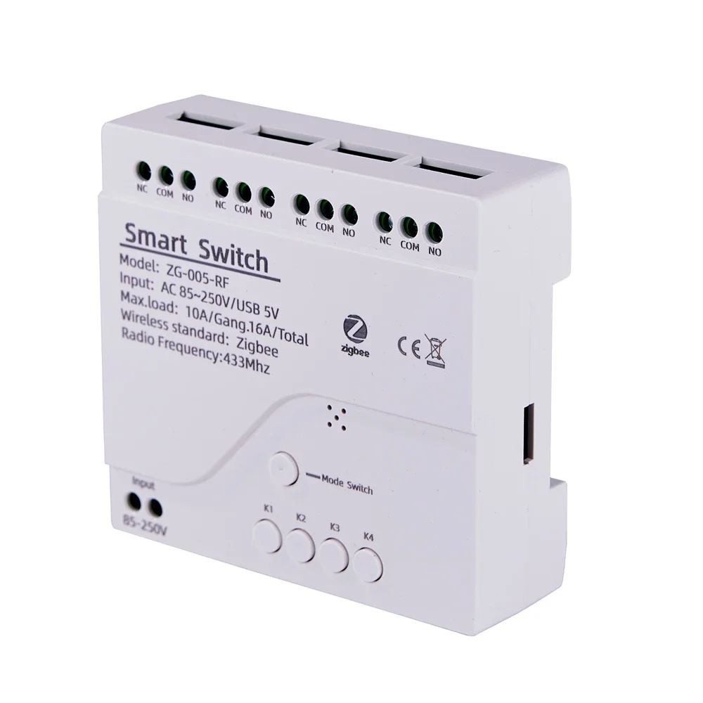 4CH Zigbee Tuya Smart Home Relais Modul 85-250V Relais AC DC 7-32V 85-250V Funktioniert Alexa Google Assistent Smart Licht Schalter