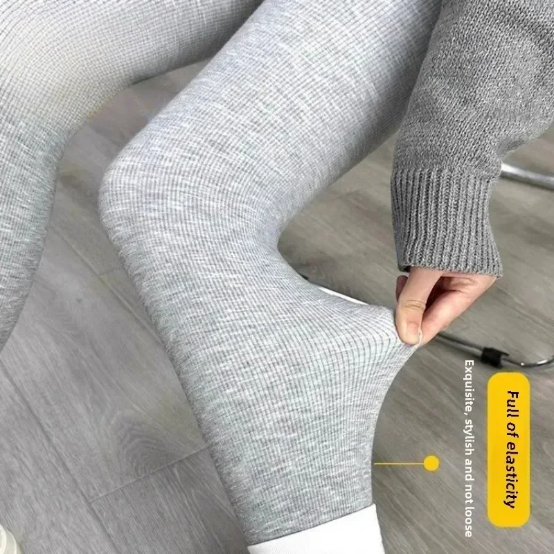 2024 mulheres outono inverno nova cintura alta magro leggings feminino calças de roupa interior térmica senhoras apertadas cor sólida