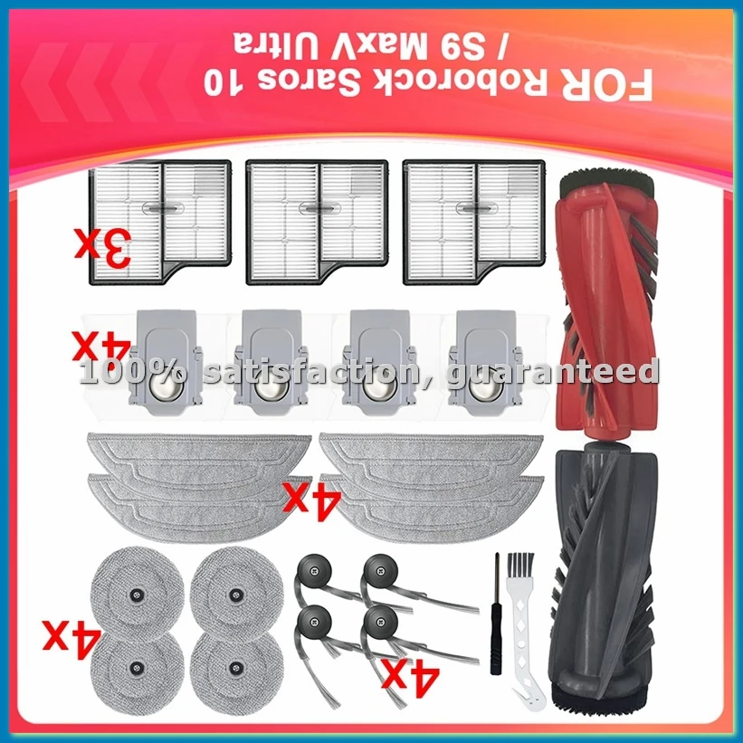 Accessory Kit for Saros 10/S9 MaxV Ultra Vacuum Cleaner, Dual Main Brush,Mop Pads,HEPA Filters, Dust Bags-A57M