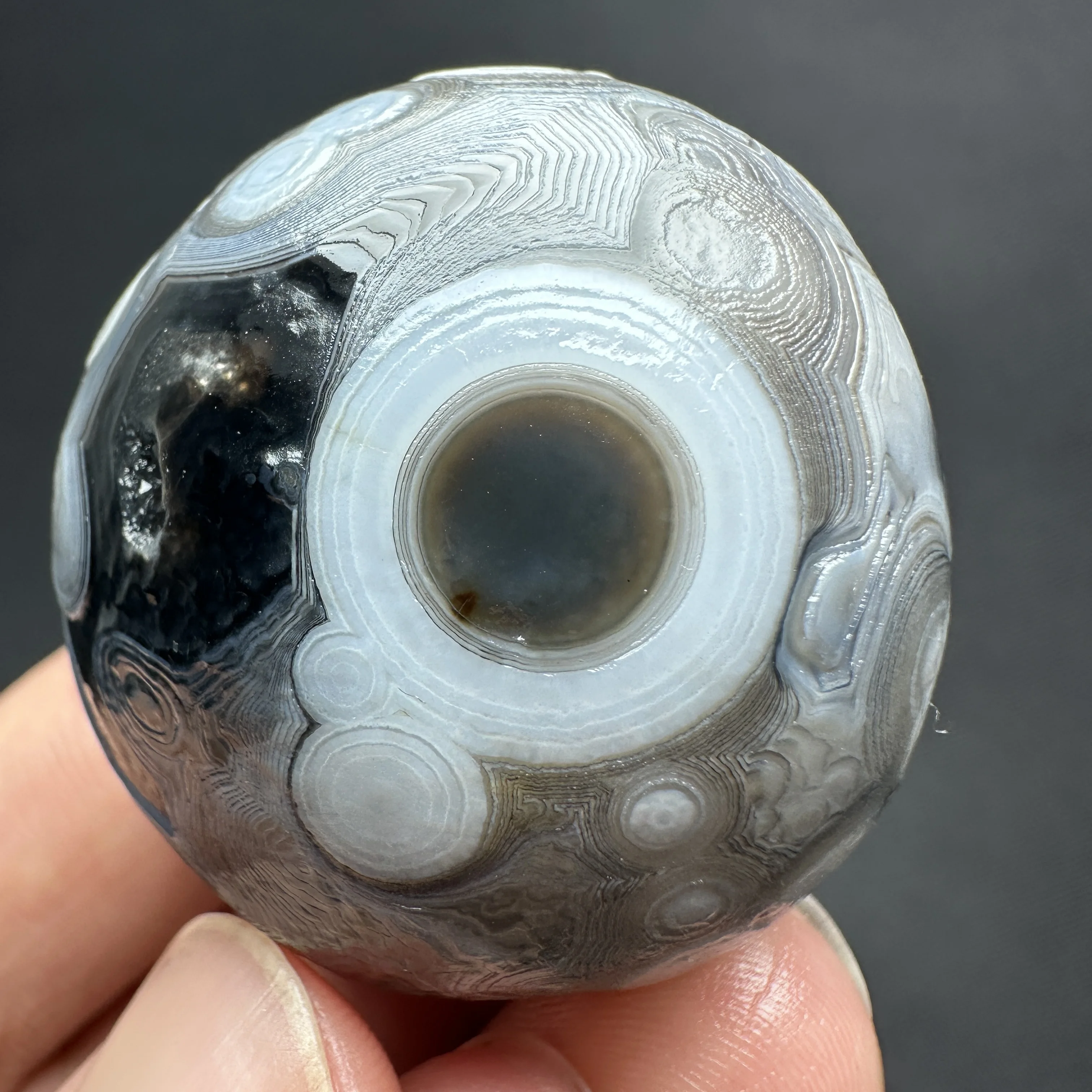 Natural Madagascar Ocean Jasper Palm Stone Black White Eye Agate Healing Crystal Massage Wand Collection view 2
