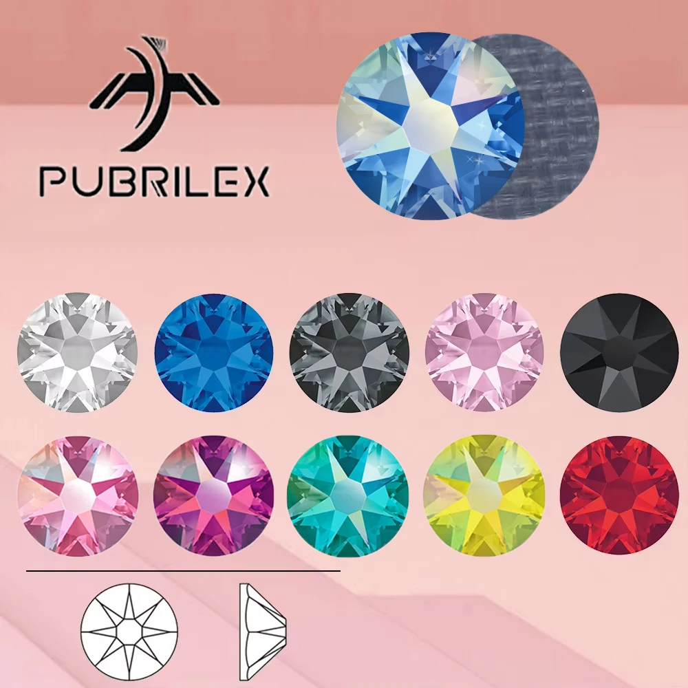 PUBRILEX 288PCS Hotfix DIY Accessories Glass Rhinestones Colorful AB Flatback Jewelry Making Decorations Crystals For Clothing