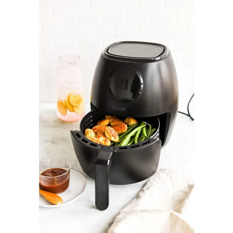 3.6 Qt Air Fryer,Nonstick, Digital Touch Screen, Dishwasher Safe Basket, w/ 60 Minute Timer & Auto Shutoff, Cookbook Included