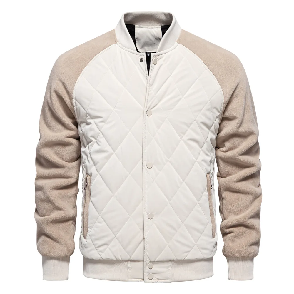 2024 autumn new fleece-padded padded jacket casual jacket with rotator sleeves men's jacket