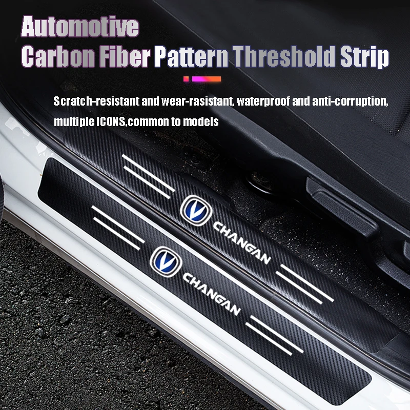 

For CHANGAN CS55 PLUS 2024 2023 Auto Door Sill Pedal Carbon Fibre Texture Accessories Leather Styling Car Sticker Cover Trimf